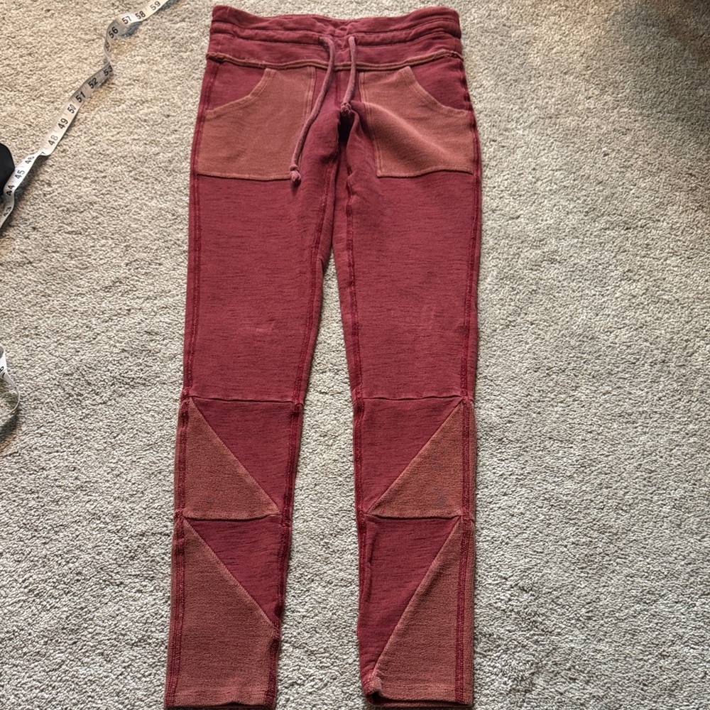 Free People Patchwork Leggings Red - Picture 1 of 5